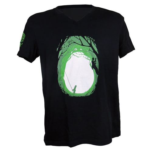 Inside Me Noir Vert & Blanc Forest & Escalade T-shirt autoportant col V