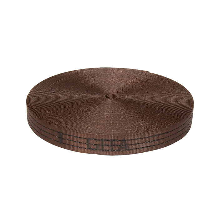 GEFA 4 t Sangle Classic, sangle marron enroulée avec lettrage noir GEFA