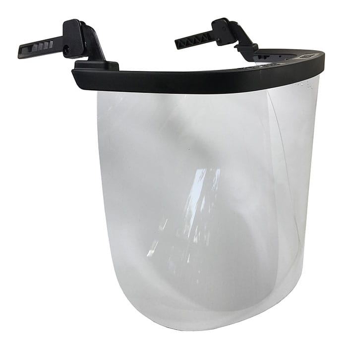 Visière transparente ECC avec cadre noir et écran de protection transparent