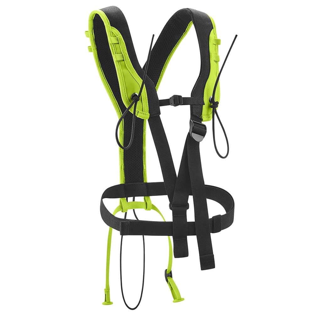Coffre élastique TreeRex d’Edelrid, sangle de poitrine vert-noir avec sangles élastiques et bretelles réglables