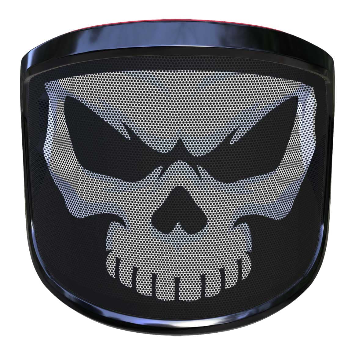Visière PROTOS® Special Edition avec cadre noir et motif tête de mort blanche sur tissu en maille noire à l’avant